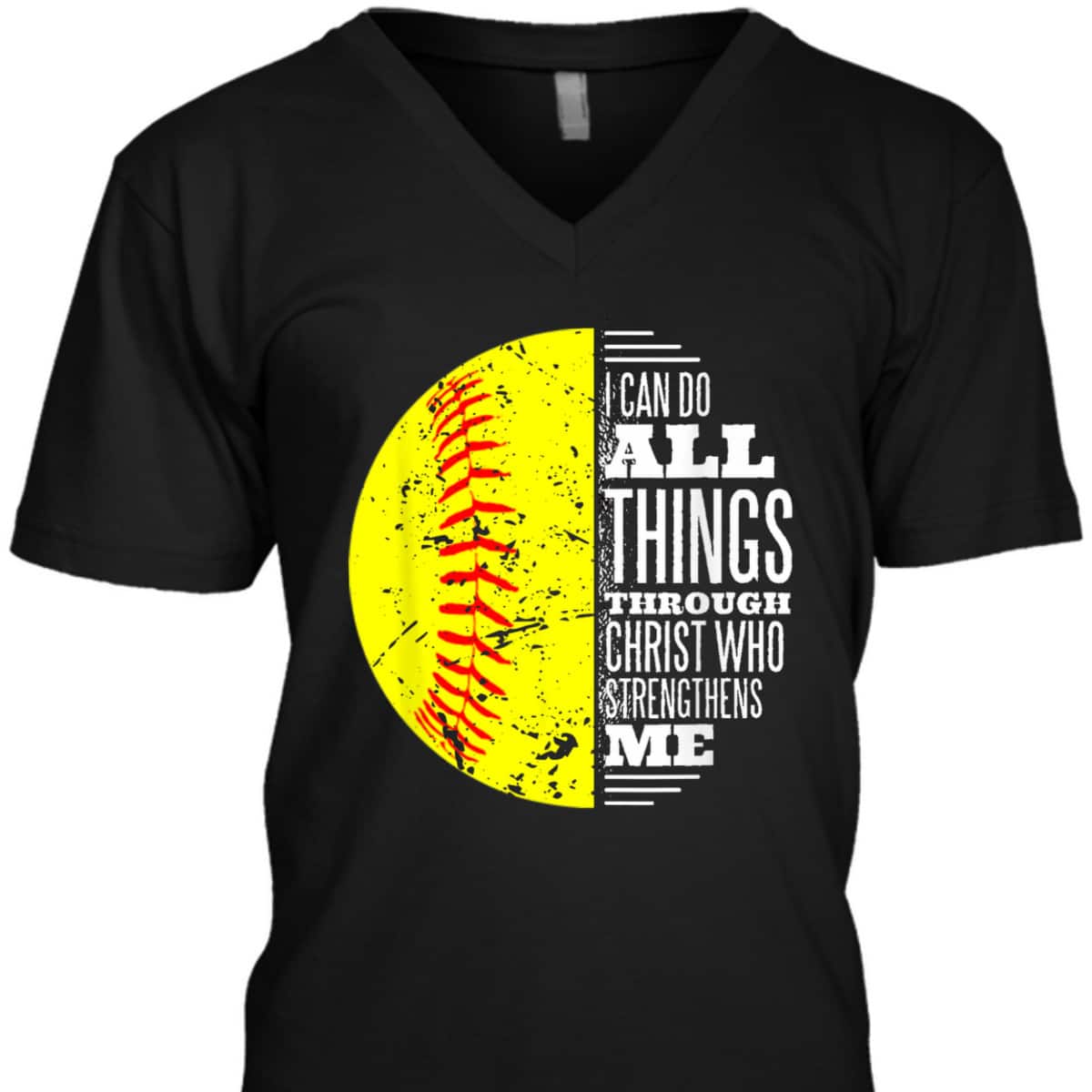 Christian Softball I Can Do All Things Through Christ Bible Verse T-Shirt Christian Softball I Can Do All Things Through Christ Bible Verse T-Shirt