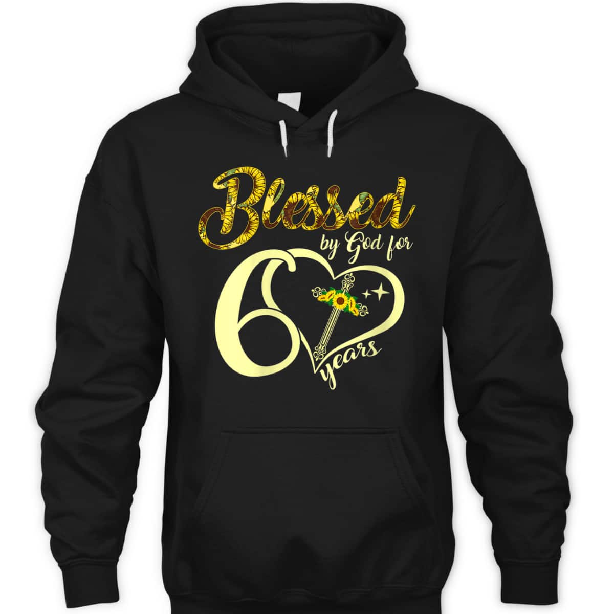 60 Years Old Birthday Sunflower Christian Cross Blessed By God T-Shirt 60 Years Old Birthday Sunflower Christian Cross Blessed By God T-Shirt