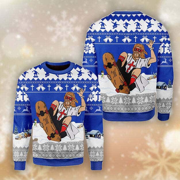 Jesus Skateboarding Christmas Ugly Christmas Ugly Christmas Sweater Christian Religious Gift Jesus Skateboarding Christmas Ugly Christmas Ugly Christmas Sweater Christian Religious Gift
