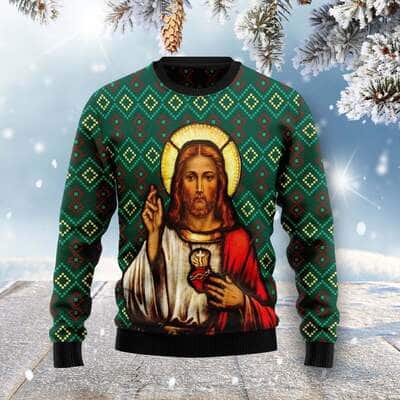 Jesus Portrait Ugly Christmas Sweater Ugly Christmas Sweater Christian Religious Gift