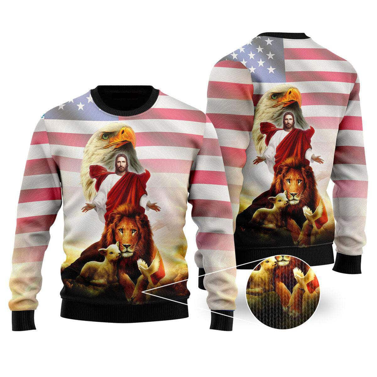 Jesus And Lion Ugly Christmas Ugly Christmas Sweater God Gifts Idea