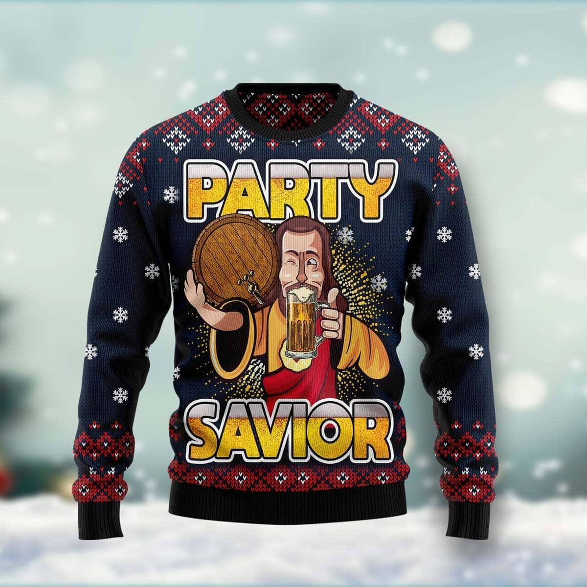 Jesus Party Savior Ugly Christmas Ugly Christmas Sweater Christian Religious Gift