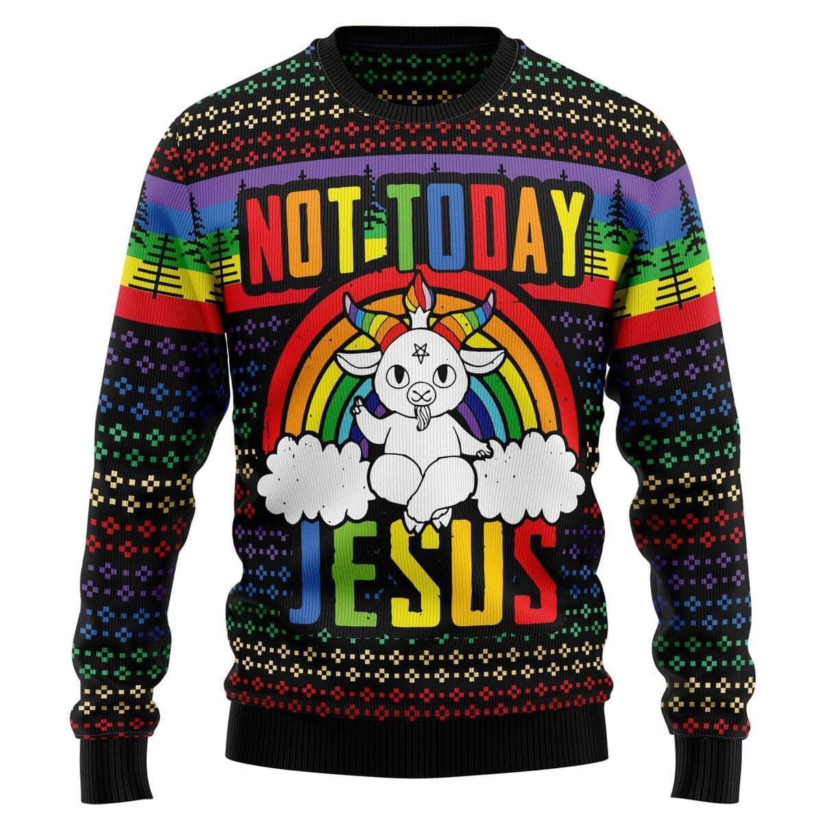 Lgbt Not Today Jesus Ugly Christmas Ugly Christmas Sweater Christian Religious Gift