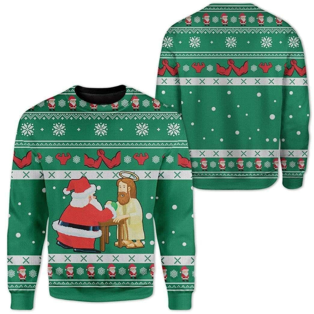 Funny Jesus And Santa Ugly Christmas Ugly Christmas Sweater Christian Religious Gift Funny Jesus And Santa Ugly Christmas Ugly Christmas Sweater Christian Religious Gift