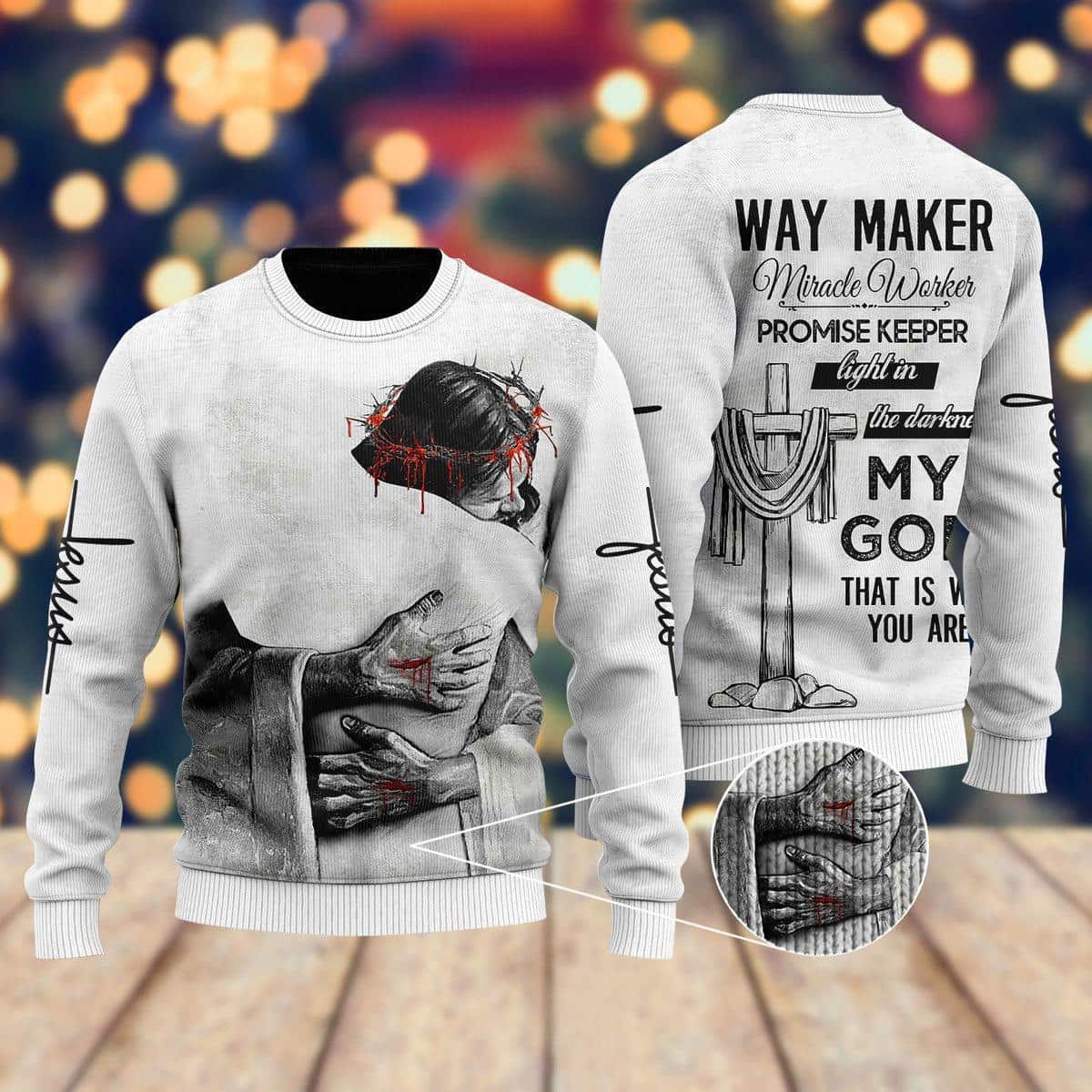 Christian Jesus Way Maker Bible Verse Ugly Christmas Ugly Christmas Sweater Christian Religious Gift Christian Jesus Way Maker Bible Verse Ugly Christmas Ugly Christmas Sweater Christian Religious Gift
