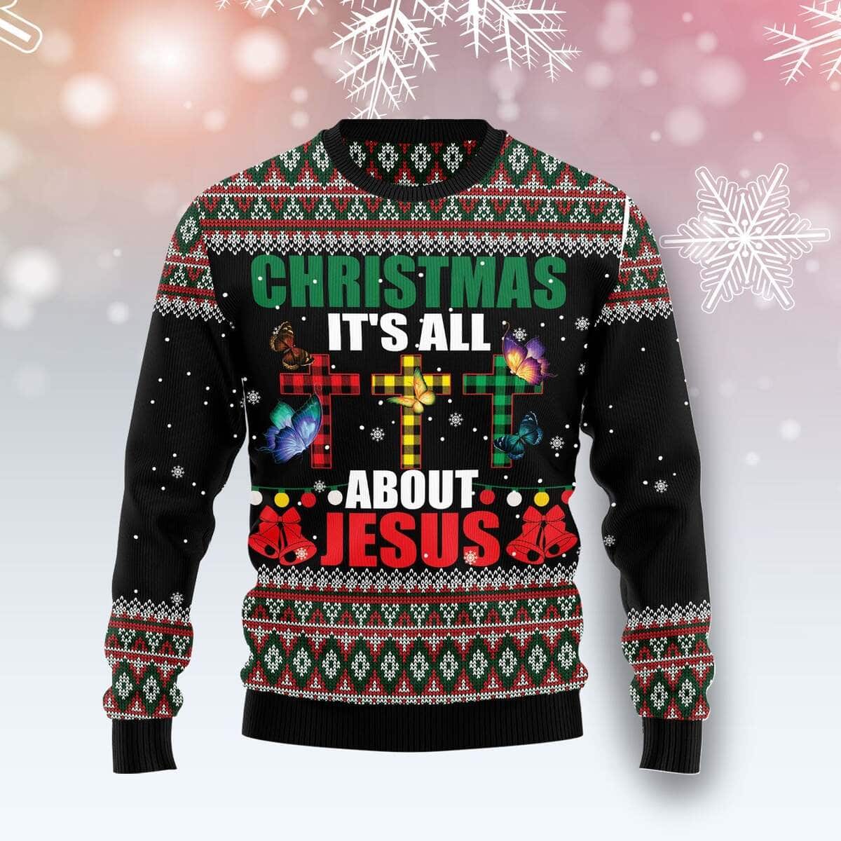 Butterfly All About Jesus Ugly Christmas Ugly Christmas Sweater Christian Religious Gift Butterfly All About Jesus Ugly Christmas Ugly Christmas Sweater Christian Religious Gift