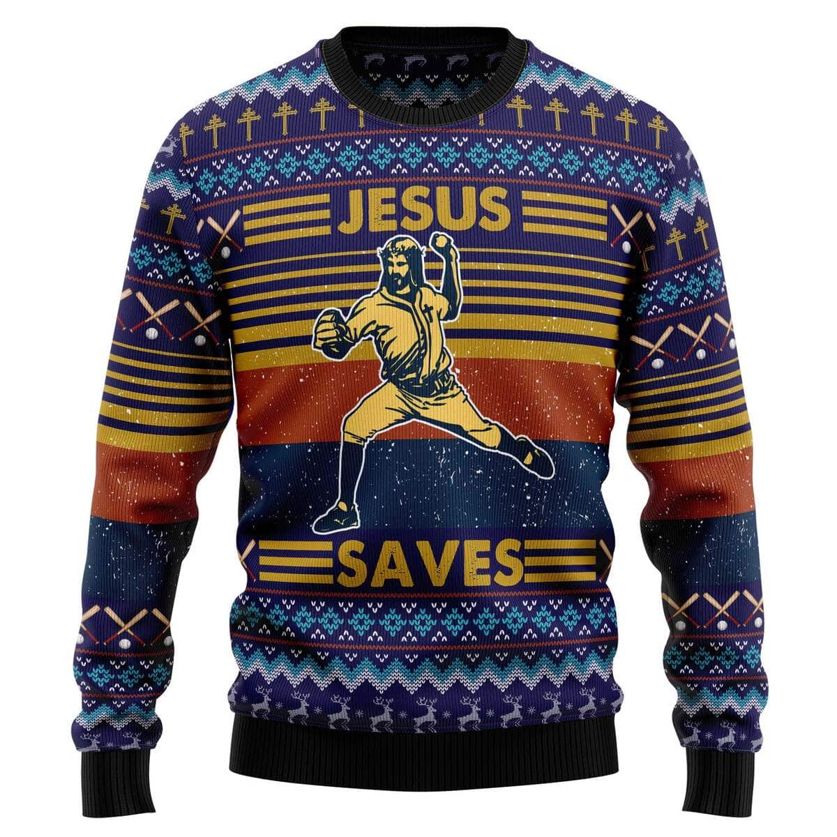 Baseball Jesus Save Ugly Christmas Ugly Christmas Sweater Christian Religious Gift Baseball Jesus Save Ugly Christmas Ugly Christmas Sweater Christian Religious Gift