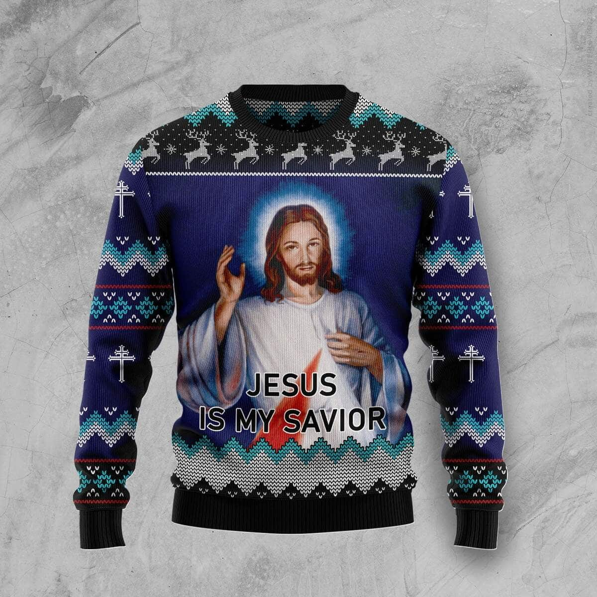 Jesus Is My Savior Jesus Believer Ugly Christmas Ugly Christmas Sweater Christian Religious Gift