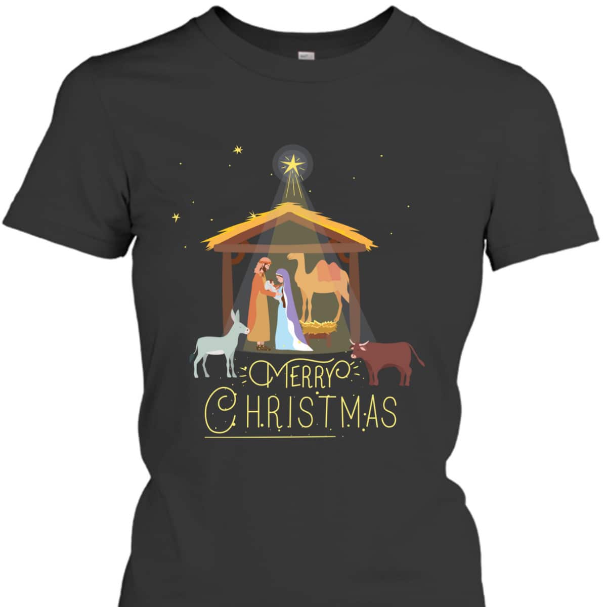 Merry Christmas Nativity Scene Baby Jesus Christian T-Shirt Merry Christmas Nativity Scene Baby Jesus Christian T-Shirt
