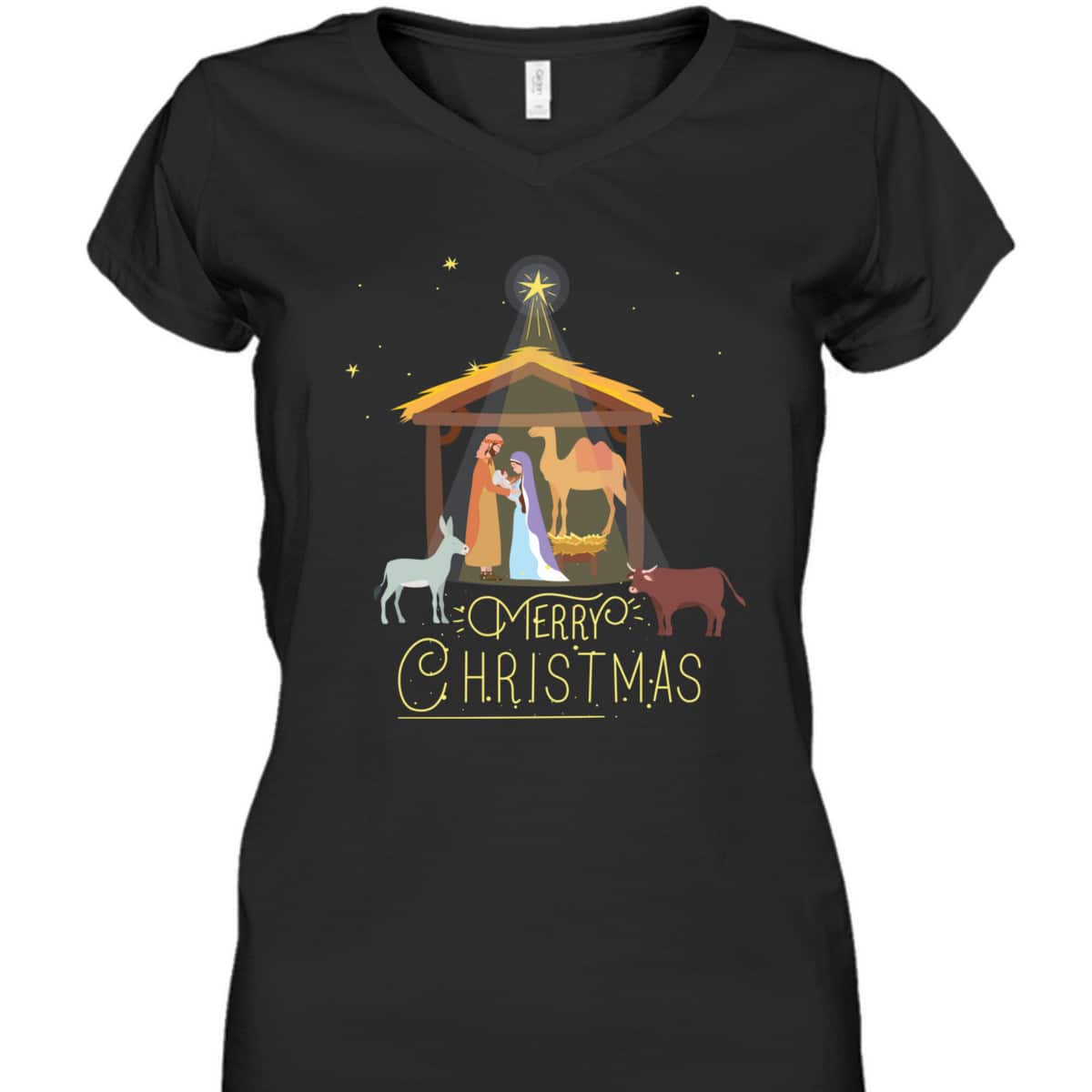 Merry Christmas Nativity Scene Baby Jesus Christian T-Shirt Merry Christmas Nativity Scene Baby Jesus Christian T-Shirt