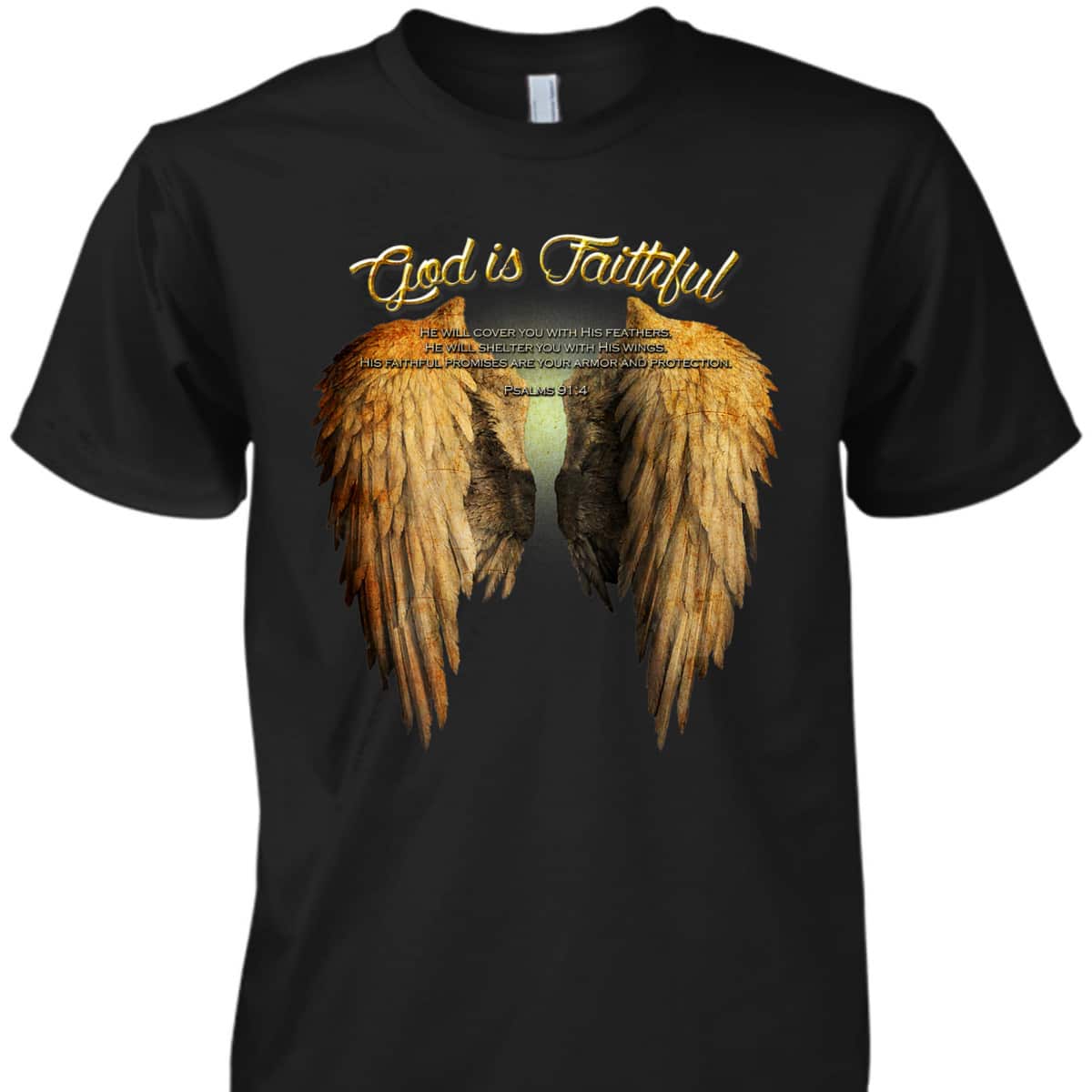 God Is Faithful Christian Scripture Angel Wings T-Shirt