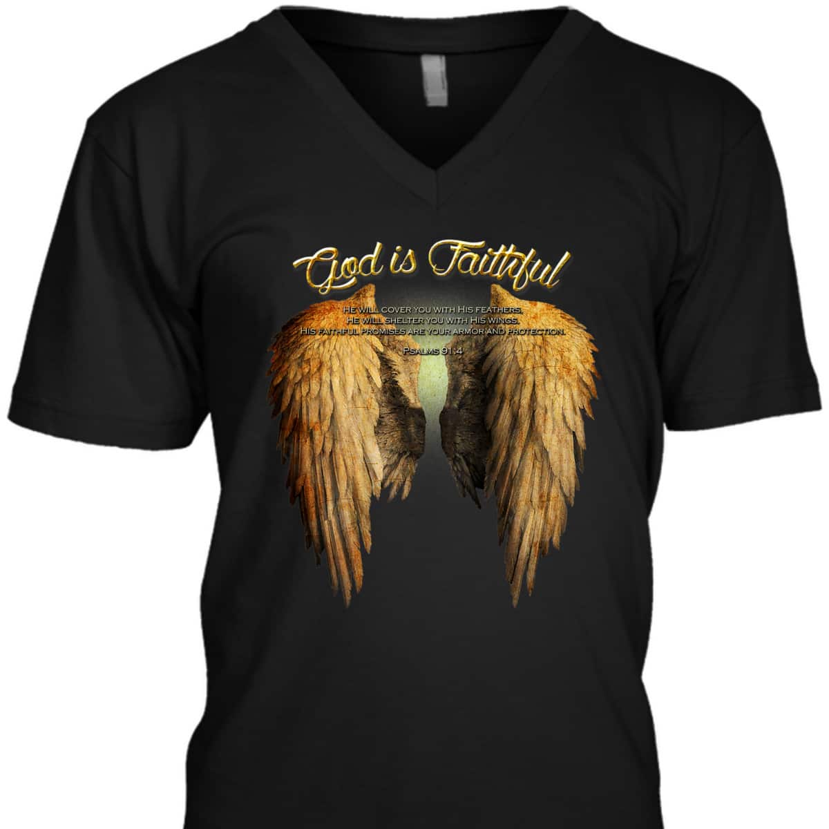 God Is Faithful Christian Scripture Angel Wings T-Shirt God Is Faithful Christian Scripture Angel Wings T-Shirt