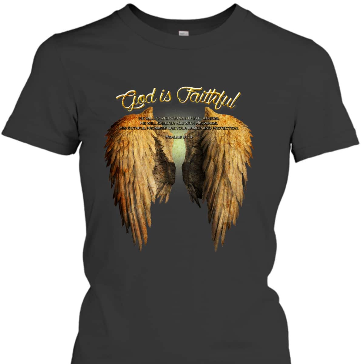 God Is Faithful Christian Scripture Angel Wings T-Shirt