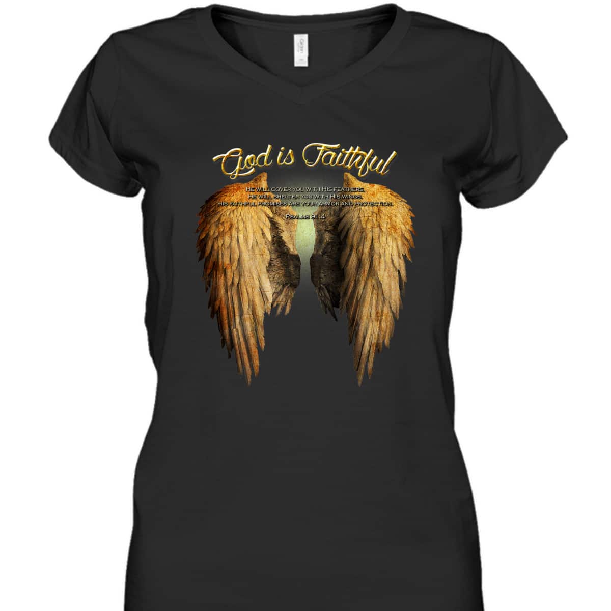 God Is Faithful Christian Scripture Angel Wings T-Shirt