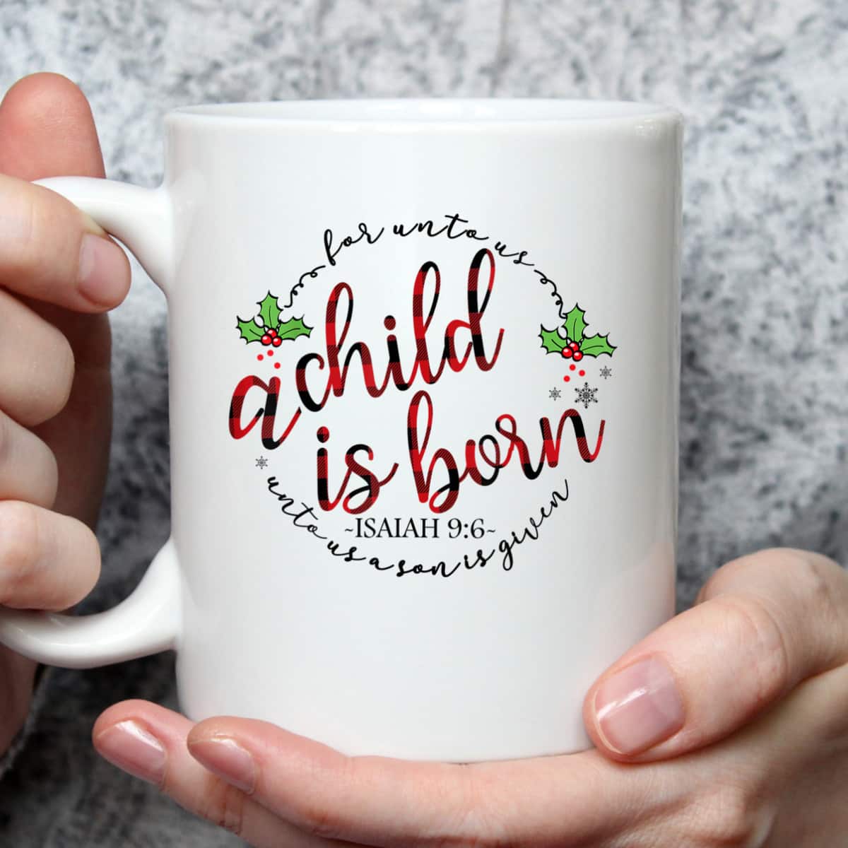 For Unto Us A Child Is Born Christmas Xmas Jesus Bible Verse T-Shirt