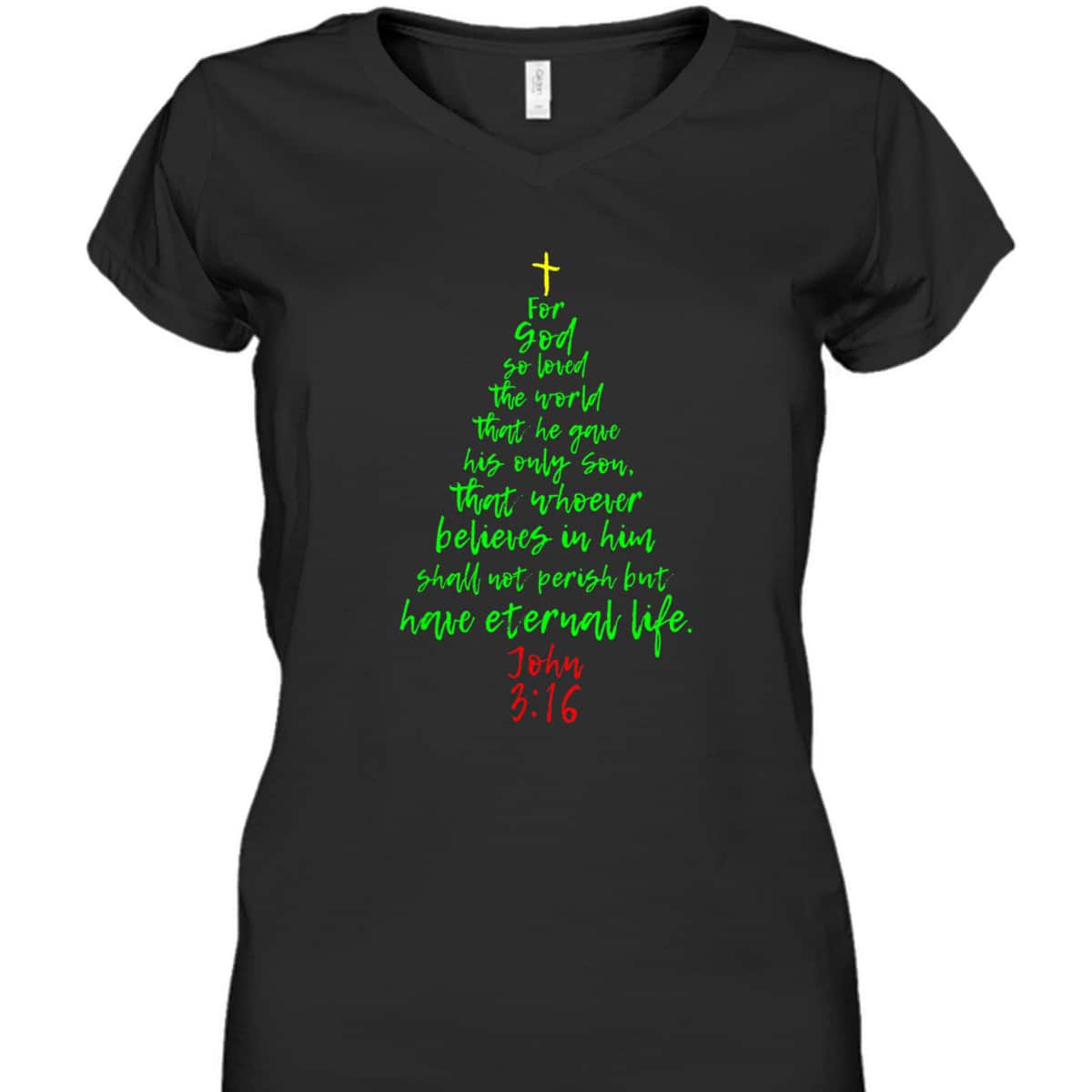Christmas Pine Tree Bible Verse Christian Bible Verse John 3:16 T-Shirt Christmas Pine Tree Bible Verse Christian Bible Verse John 3:16 T-Shirt
