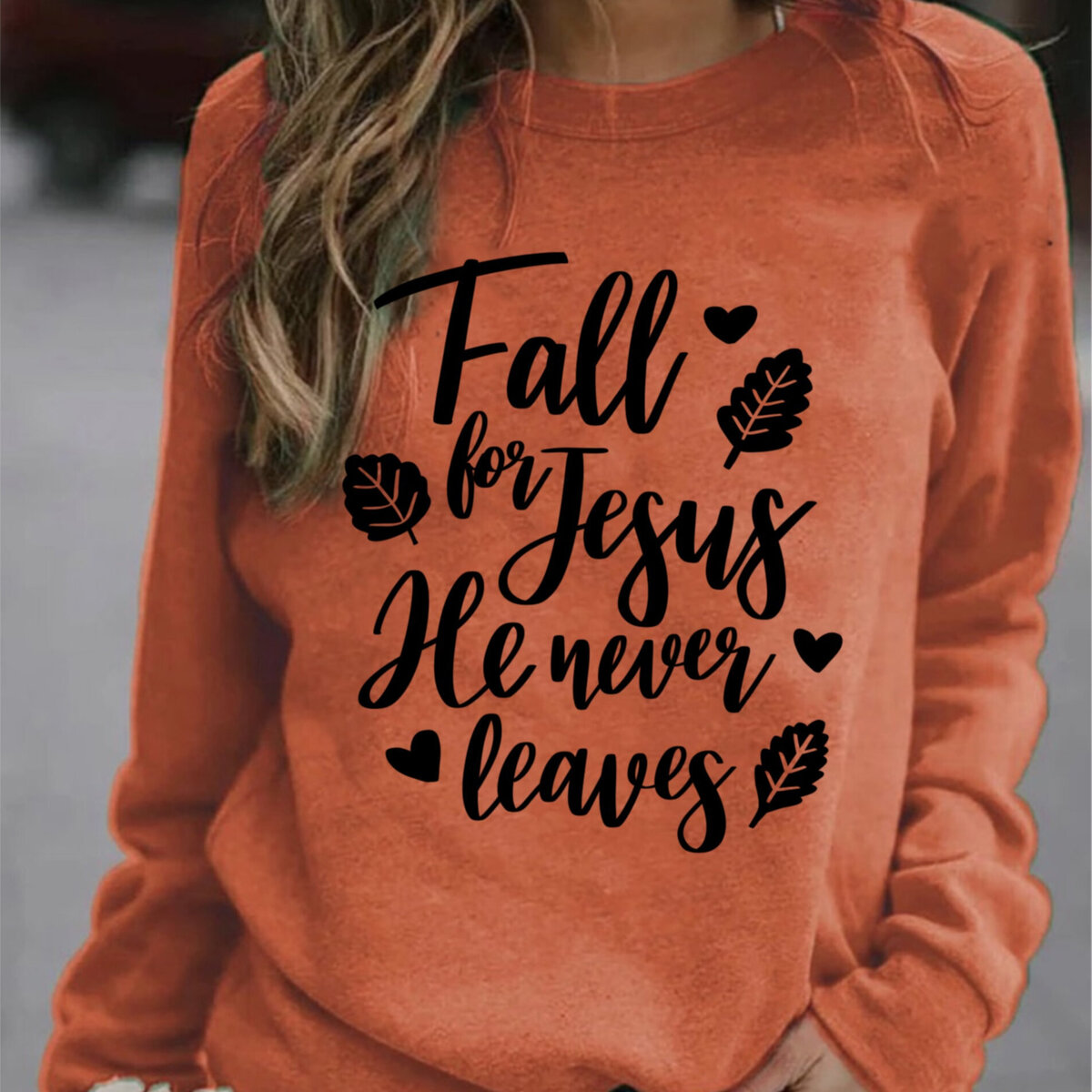 Fall For Jesus He Never Leaves Autumn Jesus Christian Faith Thanksgiving Halloween T-Shirt
