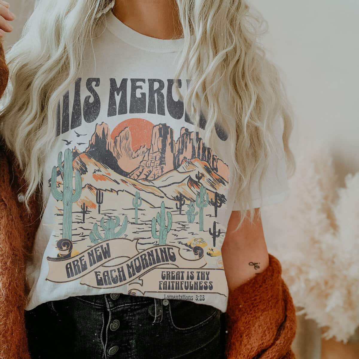 Christian Bible Verse T-Shirt Trendy Jesus Faith Gift His Mercies Are New Each Morning Christian Bible Verse T-Shirt Trendy Jesus Faith Gift His Mercies Are New Each Morning