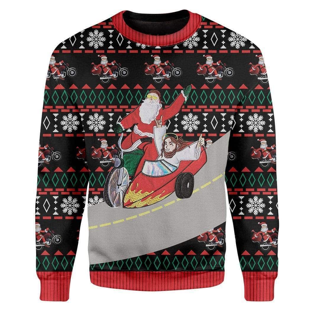 Funny Santa And Jesus Christmas Ugly Ugly Christmas Sweater Christian Religious Gift Funny Santa And Jesus Christmas Ugly Ugly Christmas Sweater Christian Religious Gift
