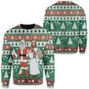 Santa And Jesus Christmas Ugly Ugly Christmas Sweater Religious Christian Gift For Friend
