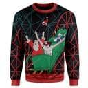 Santa And Funny Jesus I'm With Stupid Christmas Ugly Ugly Christmas Sweater