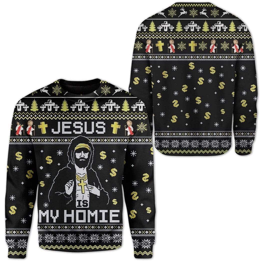 Christmas Ugly Ugly Christmas Sweater Christian Gift Jesus Is My Homie Christmas Ugly Ugly Christmas Sweater Christian Gift Jesus Is My Homie