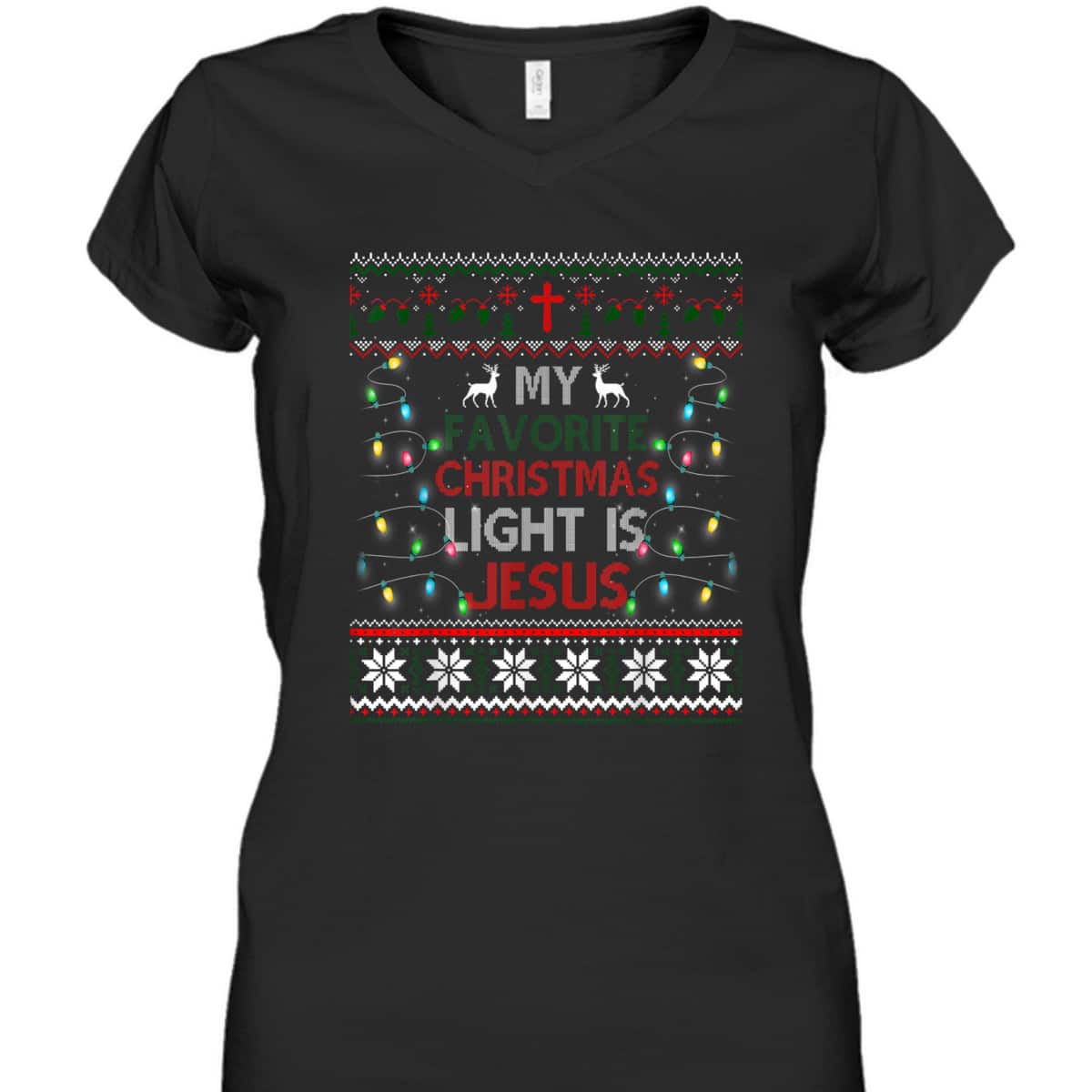 Bible Verse My Favorite Christmas Light Is Jesus Ugly Christmas T-Shirt Christian Religious Bible Verse My Favorite Christmas Light Is Jesus Ugly Christmas T-Shirt Christian Religious
