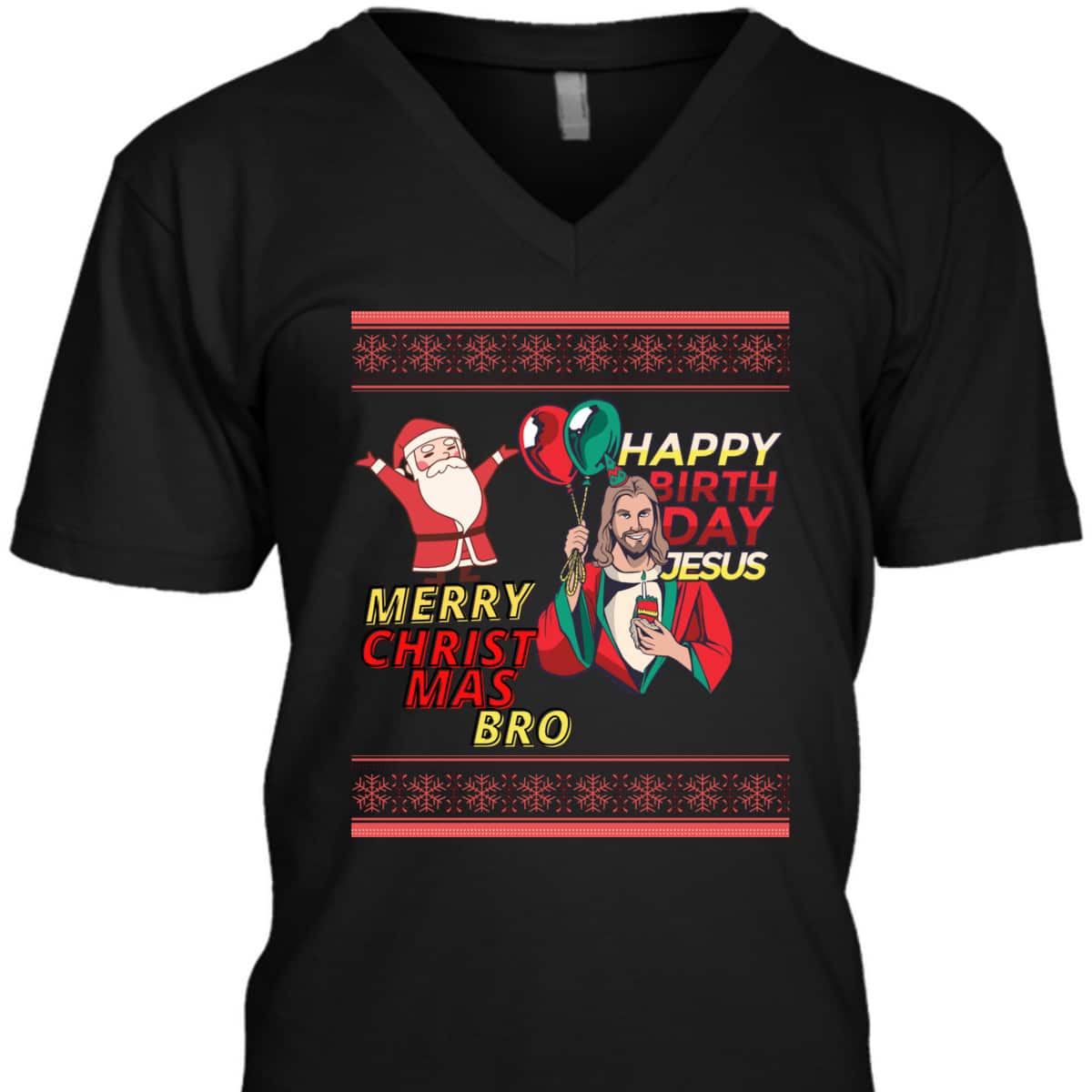 Santa And Jesus Ugly Christmas T-Shirt Happy Birthday Jesus Christian Religious Santa And Jesus Ugly Christmas T-Shirt Happy Birthday Jesus Christian Religious