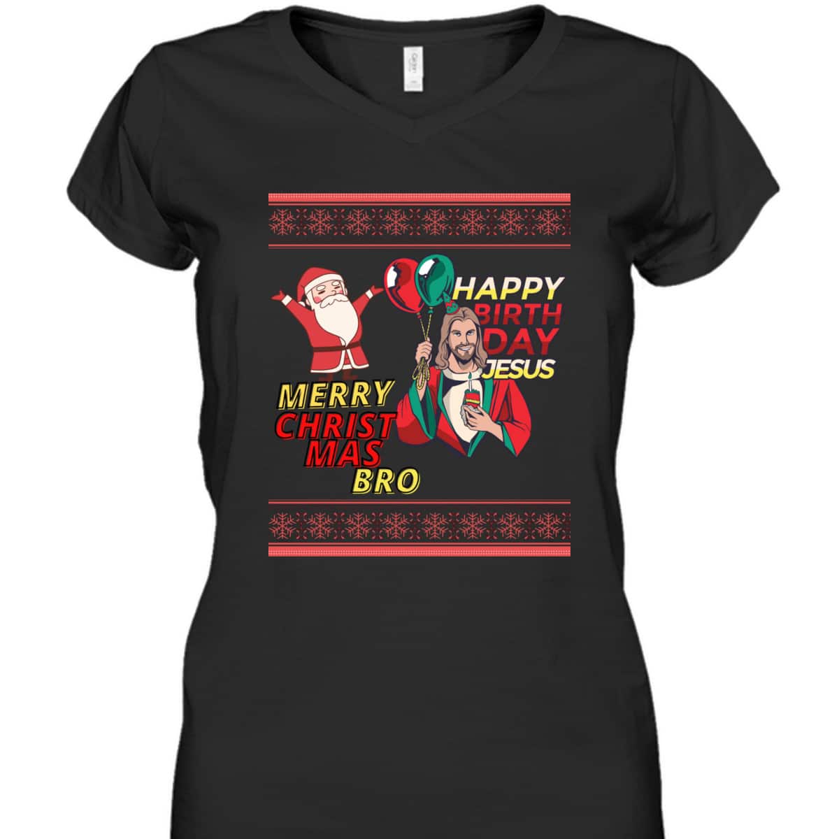 Santa And Jesus Ugly Christmas T-Shirt Happy Birthday Jesus Christian Religious Santa And Jesus Ugly Christmas T-Shirt Happy Birthday Jesus Christian Religious