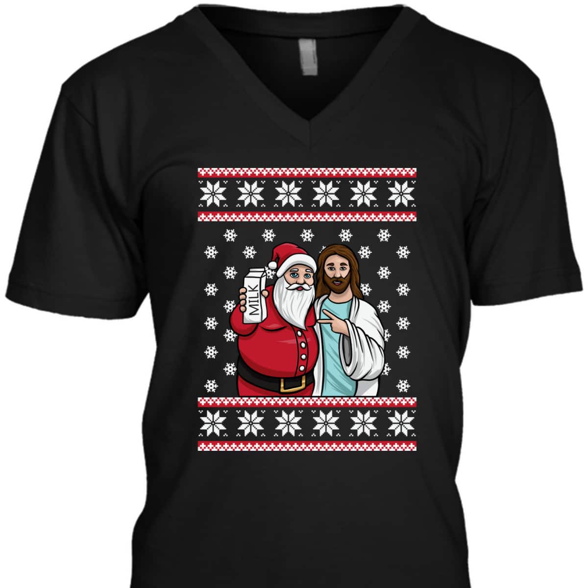 Christmas Santa And Jesus Jingle Bros Milk Food Ugly Christian Religious T-Shirt Christmas Santa And Jesus Jingle Bros Milk Food Ugly Christian Religious T-Shirt