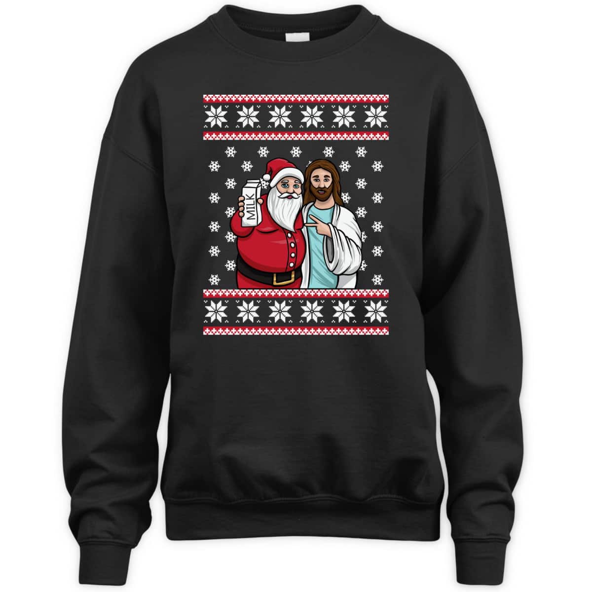 Christmas Santa And Jesus Jingle Bros Milk Food Ugly Christian Religious T-Shirt Christmas Santa And Jesus Jingle Bros Milk Food Ugly Christian Religious T-Shirt