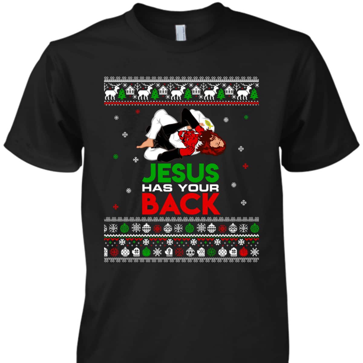 Jesus Has Your Back Ugly Christmas T-Shirt Christian Religious Gift Jesus Has Your Back Ugly Christmas T-Shirt Christian Religious Gift