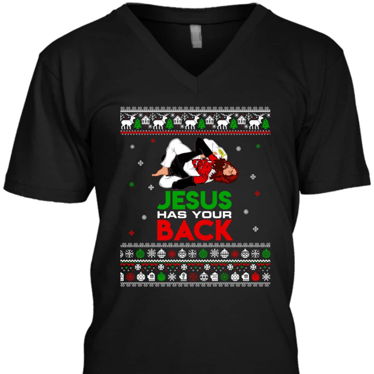 Jesus Has Your Back Ugly Christmas T-Shirt Christian Religious Gift Jesus Has Your Back Ugly Christmas T-Shirt Christian Religious Gift
