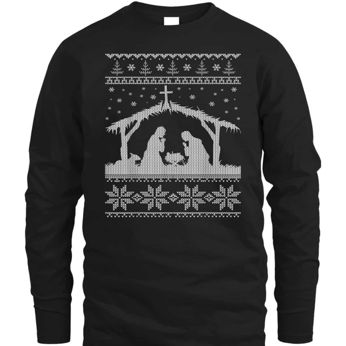 Nativity Scene Ugly Christmas T-Shirt Christian Religious Nativity Scene Ugly Christmas T-Shirt Christian Religious