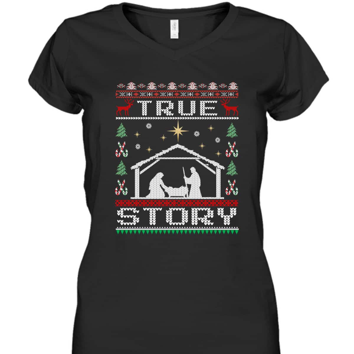 Christmas Nativity True Story Ugly Christmas Christian Religious T-Shirt Christmas Nativity True Story Ugly Christmas Christian Religious T-Shirt