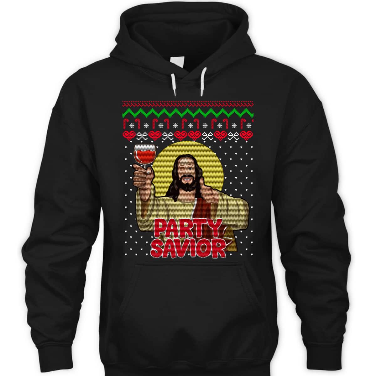 Party Savior Jesus Christ Santa Wine Ugly Christmas T-Shirt Christian Religious Party Savior Jesus Christ Santa Wine Ugly Christmas T-Shirt Christian Religious