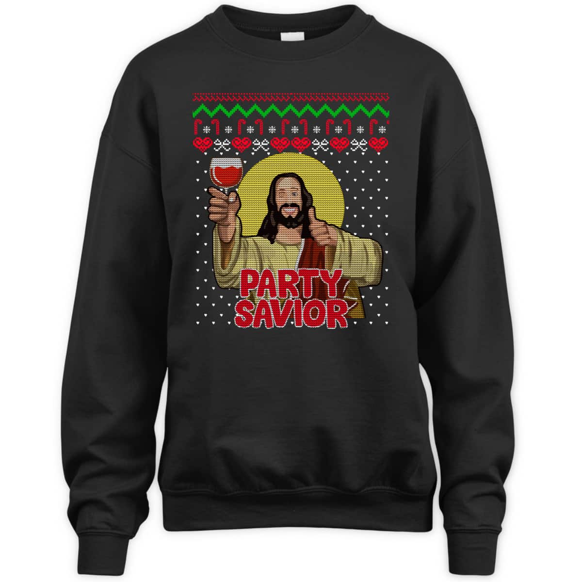 Party Savior Jesus Christ Santa Wine Ugly Christmas T-Shirt Christian Religious Party Savior Jesus Christ Santa Wine Ugly Christmas T-Shirt Christian Religious