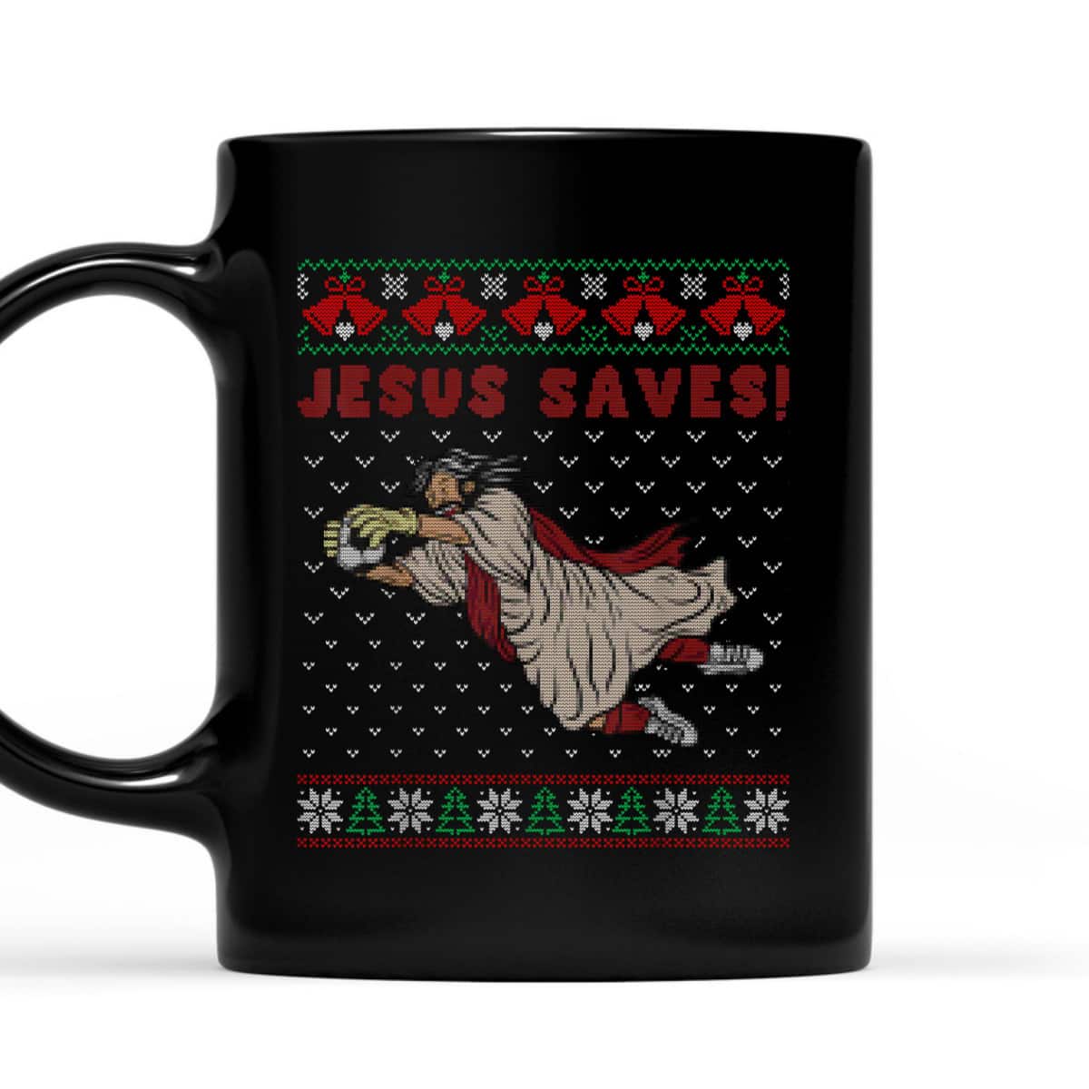 Jesus Saves Soccer Goal Keeper Ugly Christmas T-Shirt Christian Religious Jesus Saves Soccer Goal Keeper Ugly Christmas T-Shirt Christian Religious