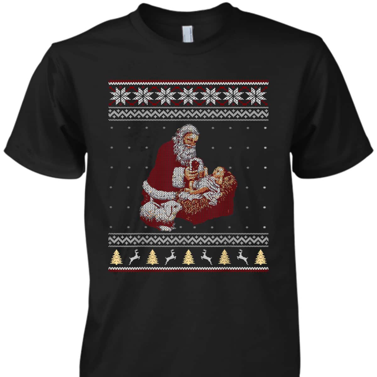 Santa Claus And Baby Jesus Nativity Manger Christmas Christian Religious T-Shirt Santa Claus And Baby Jesus Nativity Manger Christmas Christian Religious T-Shirt