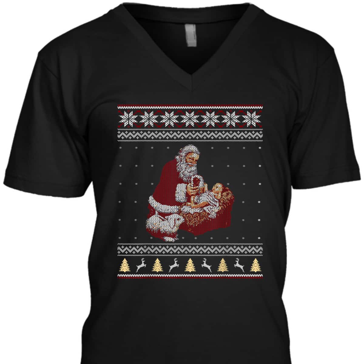 Santa Claus And Baby Jesus Nativity Manger Christmas Christian Religious T-Shirt Santa Claus And Baby Jesus Nativity Manger Christmas Christian Religious T-Shirt