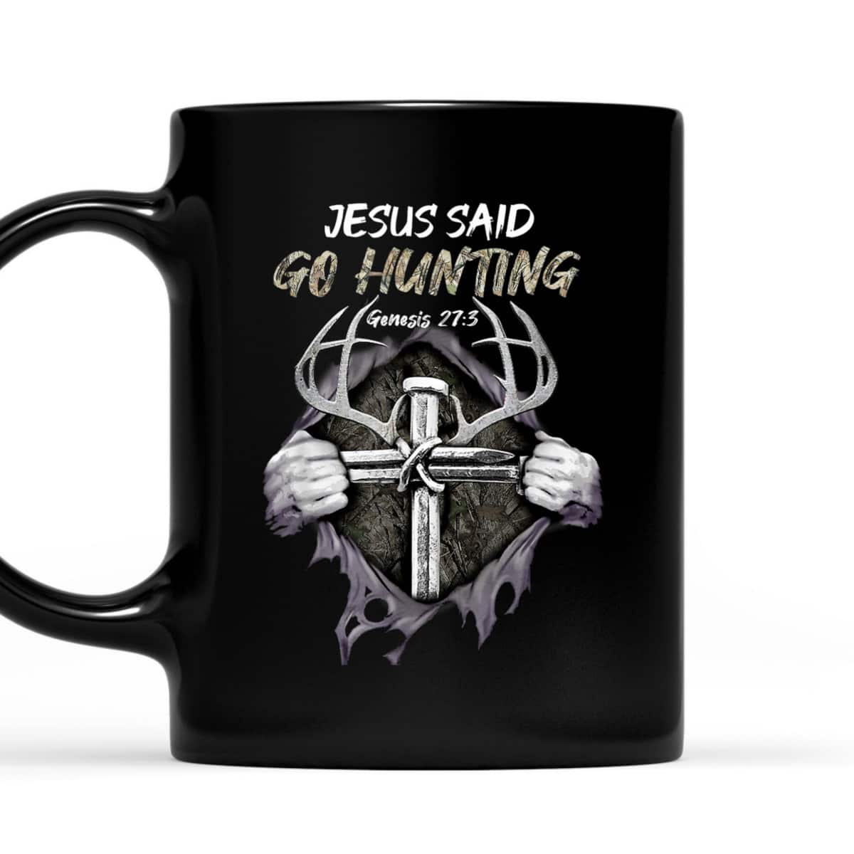 Jesus Go Hunting Genesis 27:3 Hunting Christian Bible Verse Cross T-Shirt