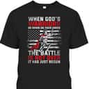 US Flag God Devotee Patriotic Prayer Christian When God's Warriors Go Down On Their Knees T-Shirt US Flag God Devotee Patriotic Prayer Christian When God's Warriors Go Down On Their Knees T-Shirt