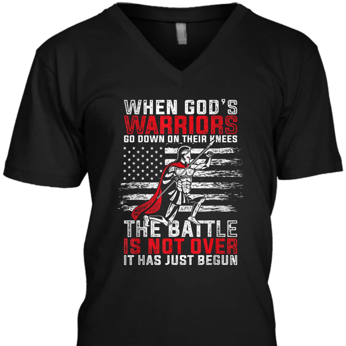 US Flag God Devotee Patriotic Prayer Christian When God's Warriors Go Down On Their Knees T-Shirt US Flag God Devotee Patriotic Prayer Christian When God's Warriors Go Down On Their Knees T-Shirt