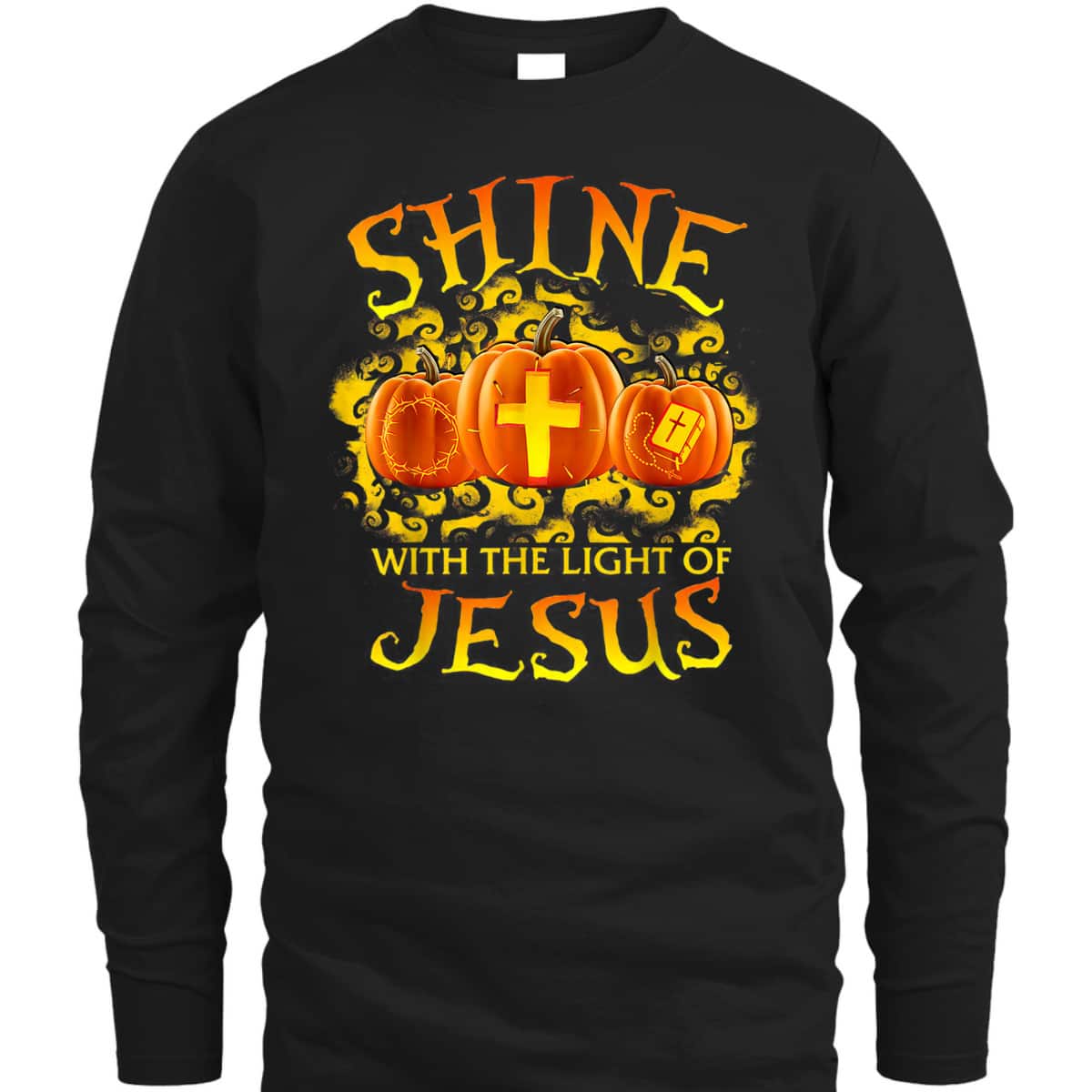 Shine With The Light Of Jesus Pumpkin Faith Bible Halloween Christian T-Shirt Shine With The Light Of Jesus Pumpkin Faith Bible Halloween Christian T-Shirt