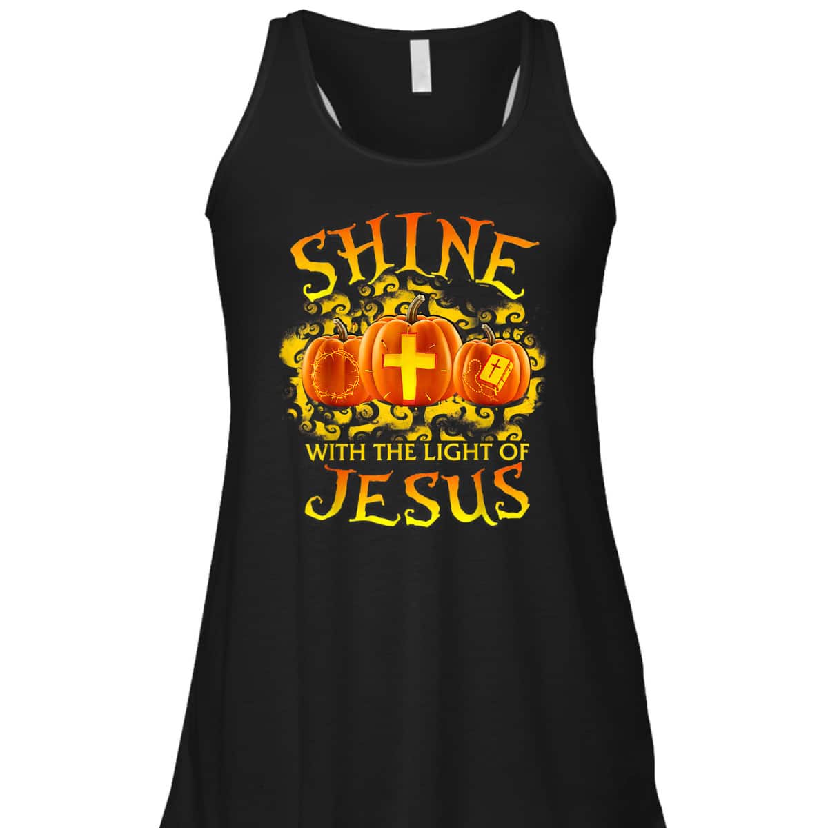 Shine With The Light Of Jesus Pumpkin Faith Bible Halloween Christian T-Shirt Shine With The Light Of Jesus Pumpkin Faith Bible Halloween Christian T-Shirt