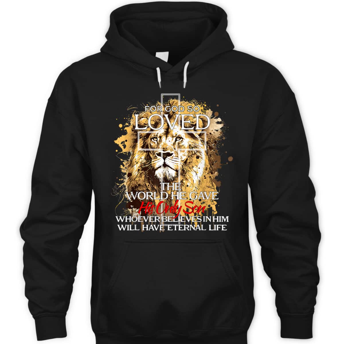 Christian Jesus Lion Cross For God Loved Bible Verse T-Shirt For God So Loved The World Christian Jesus Lion Cross For God Loved Bible Verse T-Shirt For God So Loved The World