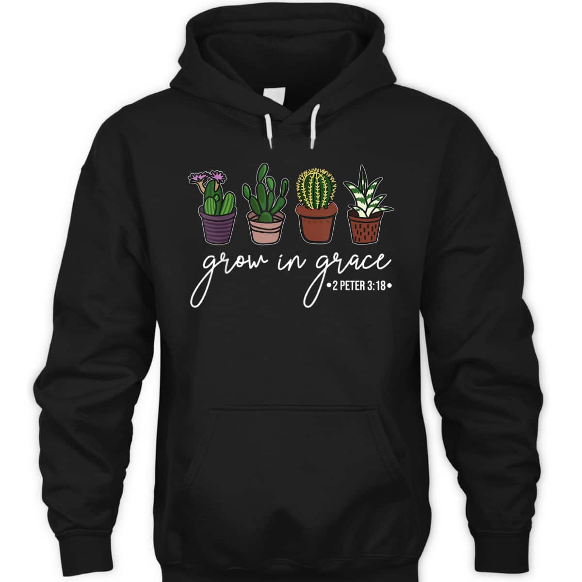 Grow In Grace Christian Cute Cactus Lover Bible Verse T-Shirt