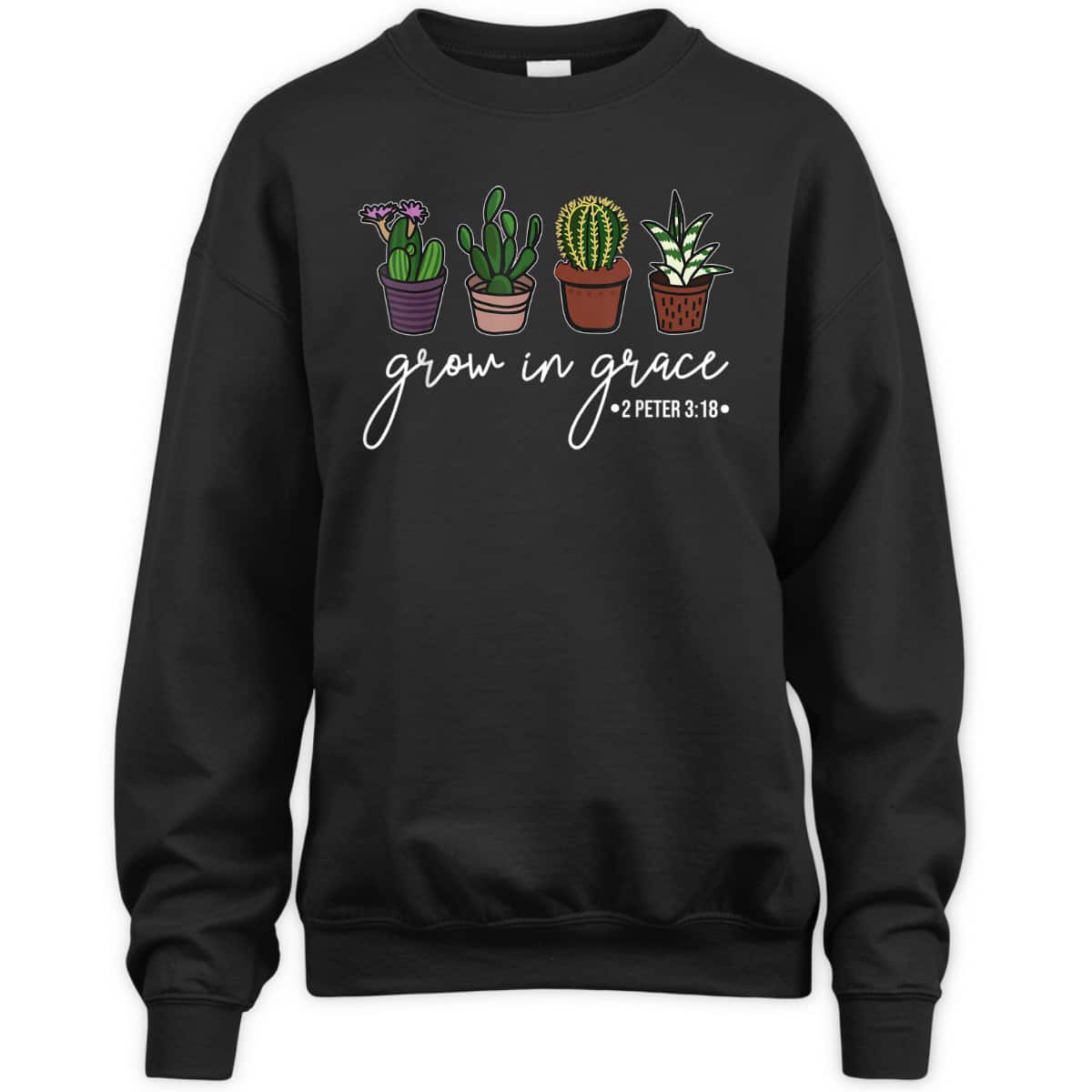 Grow In Grace Christian Cute Cactus Lover Bible Verse T-Shirt