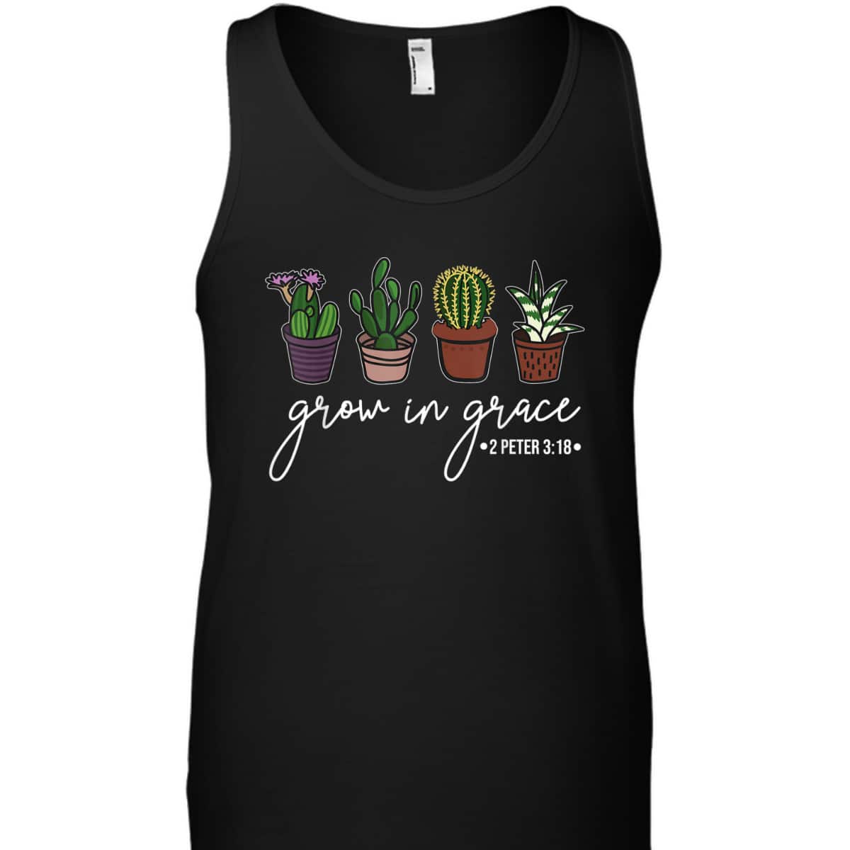 Grow In Grace Christian Cute Cactus Lover Bible Verse T-Shirt