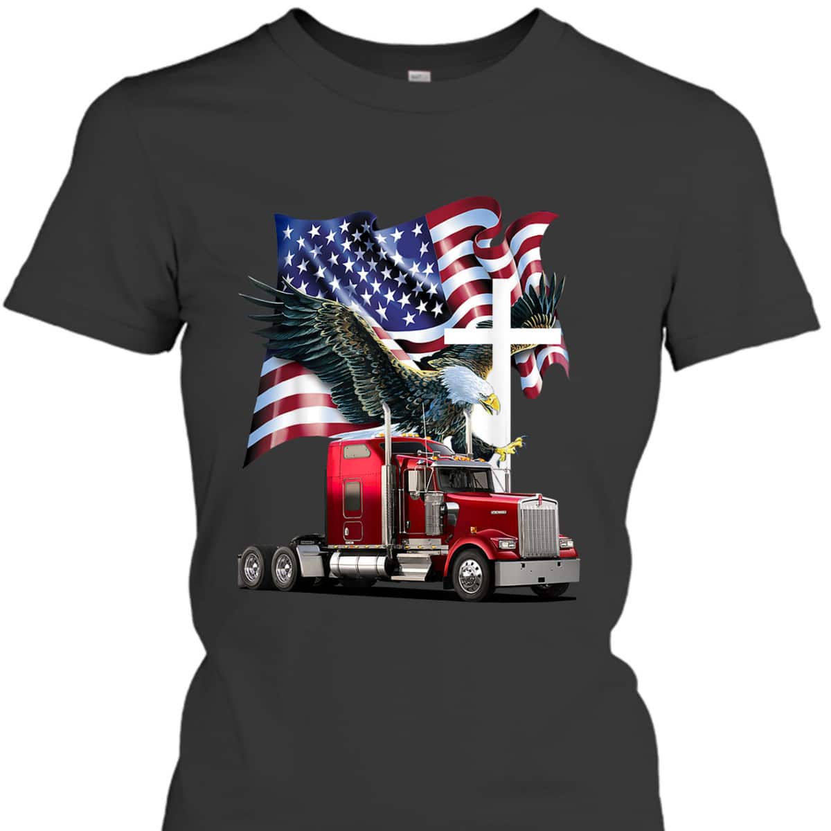 Ride With Pride Trucker Eagle Christian Jesus 4th Of July T-Shirt Ride With Pride Trucker Eagle Christian Jesus 4th Of July T-Shirt